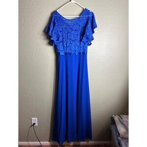 NWT Dress Tells Blue Fancy Formal Maxi Dress Lace Size Large